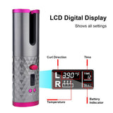 Cordless Automatic Hair Curler iron wireless Curling Iron USB Rechargeable Air Curler for Curls Waves LCD Display Ceramic Curly