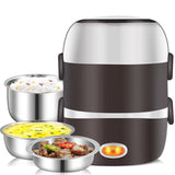 Portable Electric Heating Lunch Box Stainless Steel Food Container Thermos Office Lunch Box Food Steamer Mini Rice Cooker