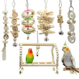 7pcs Bird Toys Cockatiel Parrot Toys And Accessories Budgie Perch Stand parkiet speelgoed vogelspeelgoed jouet perroquet