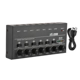 Mini Audio Mixer Ultra Low Noise Stereo Mixer 6 Input 1 Output Mono / Stereo Switching DC 5V for Microphone Guitar Bass Keyboard