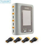 ToolkitRC Q4AC 4x50w 4 Ports XT60 with XT30 Adapters AC DC Smart Charger IPS Bright Clear Wide Angle Display for Lipo Battery