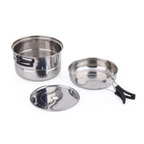 3pcs Outdoor Pan Set Stainless Steel Plate Stacking Pots Hiking Picnic Pot Camping Hiking Cookware Picnic Cooking Bowl Pot