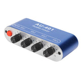 Mini Stereo Mixer 4 in 1 Out Volume Adjustment 3.5mm Sound Selector Amplifier DC 5V-12V for PC Laptop Headphone Speakers