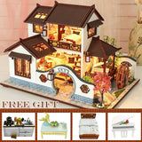 CUTEBEE DIY Dollhouse Wooden doll Houses Miniature Doll House Furniture Kit Casa Music Led Toys for Children Birthday Gift