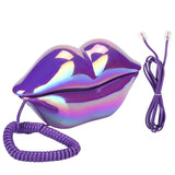 Creative Lips Telephone Electroplate Desktop Landline Phone for Home Office Hotel Decoration Lip Shaped Phones Mouth Telephone