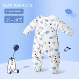 Happy Flute Baby Pure Cotton Sleeping Bag Long Sleeve Winter Cartoon Split Leg Detachable Sleeve Thick Warm Fit 0~6 Year Baby