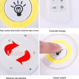3W Mini COB Cabinet Lamp Wireless Remote Control Smart LED Wardrobe Dimmable Night Lights for Home Stairs Kitchen Aisle Bathroom