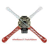 F450 4-Axle Airframe 450mm Drone Frame Kit w/ 2-4S 30A RC Brushless ESC A2212 1000KV Brushless Motor 13T 1045 CW CCW Propellers