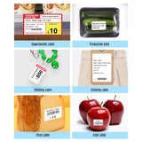 Portable 80mm Thermal Label Printer BT Label Maker Sticker Machine with Rechargeable Battery Compatible with iOS Android