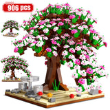 City Street View Cherry Blossoms Tree Model Building Blocks Friends Sakura Plant Home Decoration Bricks DIY Toys For Girls Gifts