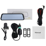 Streaming media rearview mirror recorder 10 inch full touch screen 1296P HD night vision dual lens reversing image