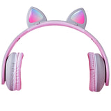 Cat Ear Headphones, LED Lights Computer Headphones, Headset Bluetooth 5.0 Headphones, Support TF Card
