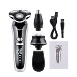 USB Rechargeable 4 IN 1 Hair Clipper Shaver 4D Triple Blade Head  Razors Nose Hair Trimmer Facial Cleaning brush Beard Trimmer