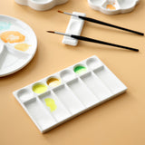 Flower Plum Rectangle Ceramic Palette Color Mixing Paint Palette Tray For Watercolor Gouache Acrylic Painting Art Supplies