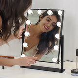 12 LEDs Touchs Screen Makeup Mirrors Espejo Bath Cosmetic Mirrors with 9 Led Lights Vanity Mirror for Bedroom Compact Mirror