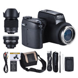 New Christmas Gift Auto Focus AF 33MP 1080P FHD 8X Zoomable Digital Camera W/Standard+0.5X Wide Angle+24X Telephoto Lens 3.0"LCD