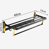 Bathroom Hardware Kit Punch-Free Triangle Space Aluminum Bathroom Shelf Towel Rack Hook Rack Black Gold Tissue Box Toilet Brush