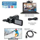 4K Ultra HD Video Camera 30MP WiFi DV Camcorder Digital Video Camera 270 Degree Rotation Touch Screen 16X Digital Zoom Camera