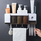 Punch-Free Toothbrush Rack Bathroom Wall-Mounted Suction Wall Toothpaste Tooth-Cleaners Shelf Mouthwash Cup Set