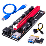 Ver009S PCI-E Riser Card 1X-16X Extender with 4 Solid Capacitors Dual-6pin 4 Pin Graphics Extension ETH Mining Powered Riser