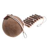 Natural Coconut Shell Bird Nest Parrot House Hut Cage Toy Hideaway With Ladder Stand Bird Toys Accessories