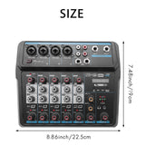 M-6 Portable Mini Mixer Audio DJ Console with Sound Card, USB, 48V Phantom Power for PC Recording Singing Webcast Party(US Plug)