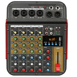 TM4 Digital 4-Channel Audio Mixer Mixing Console Built-In Phantom Power with Audio System for Studio Recording(EU Plug)