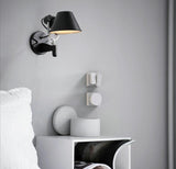 American Industrial Wall Light Black Silver E27 Rotatable Long Arm Wall Lamp with Switch for Bedside Study Office Living Room
