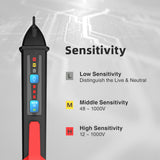 Home Sensitivity Adjustable 12V To 1000V Auto Off Detector Safe Buzzer Alarm Battery Powered Non Contact Voltage Tester Pen