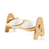 Pet Bowl For Cats and Small Dogs Puppy Cat Dog Food  Water Bowl Wooden Stand Feeder Raised Ceramic Dish Pet Products Supplies