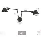 Black Rustic Vintage Swimming Arm Wall Lamp Retro Long Reading Lights on the Wall Adjustable Iron Applique Murale Luminaire Home