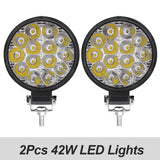 6/4/2Pcs Led Work Light 42W/48W Car Headlight 14 Led Car Light For Truck Offroad 12/24V Night Driving Lights For SUV Fog Lamps