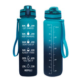1L Motivational Sports Water Bottle Leakproof Flip Top Water Bottle with Time Marker and Removable Strainer for Sports Workout