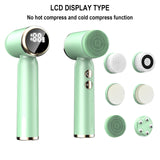 6 In 1 Hot Cool Face Cleansing Brush Electric Facial Brush Deep Cleaning Pore Cleaner LCD Vibration Lifting Skin Firming Massage