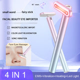 4 in 1 Skincare Wand Vibrating EMS Microcurrent Red Light Therapy Therapeutic Warmth Facial Eye Massage Face Lift Beauty wand