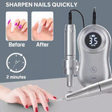 Cordless Nails File LCD Display Electric Nail Drill Machine 35000RPM Professional Manicure Pedicure Tools E File Nail Equipment