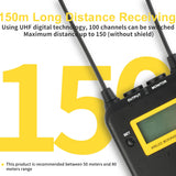 LESNGO Broadcasting Multi-Functional UHF Wireless Distant Transmition Lavalier Microphone Built-in 32GB TF Card Slot