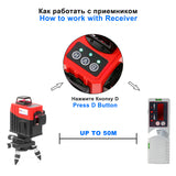 KaiTian 3D Laser Level Tripod Self-Leveling 360 Horizontal&Vertical Cross Powerful Red 12 Lines Levels Niveau Lasers 3D Receiver