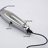 Kemei New All Metal Professional Hair Clipper Men USB Electric Cordless Hair Trimmer T-Blade carving Bald head Hair cut Machine