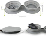 Collapsible Pet Bowl Portable Slow Feeder Dog Bowl Foldable Silicone Cat Food Water Bowl Double Mat Outdoor Travel Pet Supplies