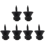 6 x Electric Acoustic Guitar Bass Strap Button Screw Lock Pins Pegs Pads Black