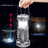 3 In 1 LED Camping Lantern With Fan,Flashlight Lantern Solar &amp; Battery Powered Camping Lamp For Emergency, US Plug
