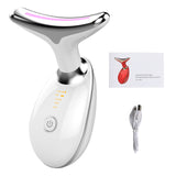 Anti Aging Face Skin Care Neck Massager With Heat 3 Colors LED Photon Therapy Skin Tighten Reduce Double Chin Face Toning Device