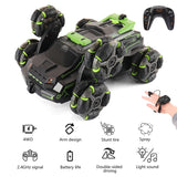 4 WD RC Stunt Car Spray Fog Lighting Music Gesture Induction Remote Control Drift Climbing Off-road Vehicle Kids Gifts For Boys