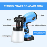 Cordless Paint Sprayer with 1.8mm Copper Nozzles 2000mAh Lithium Battery 550W 800ml Container for Home Interior and Exterior