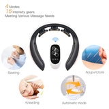 4D Smart Electric Neck and Back Pulse Massager TENS Wireless Heat Cervical Vertebra Relax Pain Relief Kneading Massage Machine