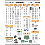 Mega Electronic Component Kit Assortment Capacitors Resistors LED Transistors Diodes 1n270 Germanium DC Jacks opamp PCB