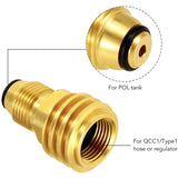 2Pcs Propane Tank Adapter Solid Brass Regulator Valve Safety POL-LP Tank Convert To QCC1/Type1 For Camping Stove