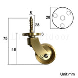 1/4PCS Universal Furniture Caster Antique Casters Wheels Vintage Brass Wheels Heavy Duty, M6/M7 Screw Mounting for Furniture