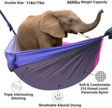 Oversized 118in*79in Camping Hammock for Outdoors Travel Backpacking,Double Hammock with Tree Straps, Nylon Portable Hammock